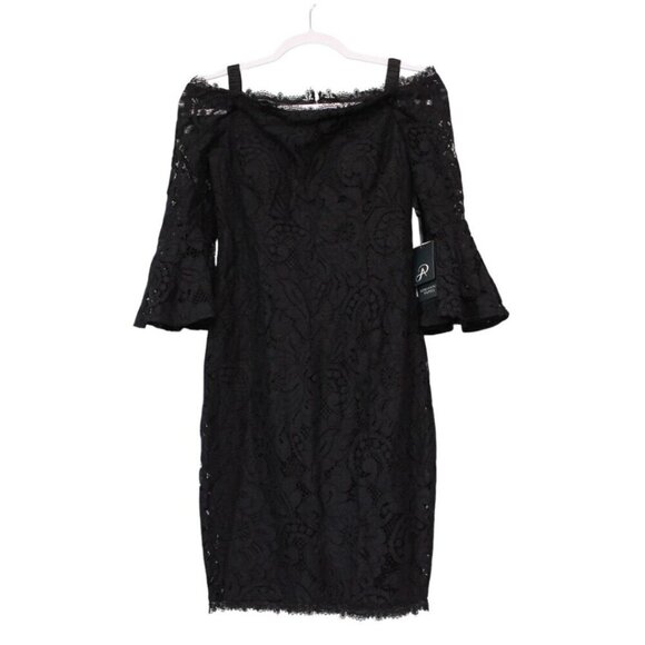 NWT Adrianna Papell Sheath Dress Size 4 Black Lace Formal Cocktail Party Wedding - Picture 1 of 12